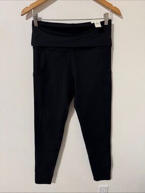 Aerie Offline The Hugger Foldover Legging Black High Rise Pocket NWT-Large Long